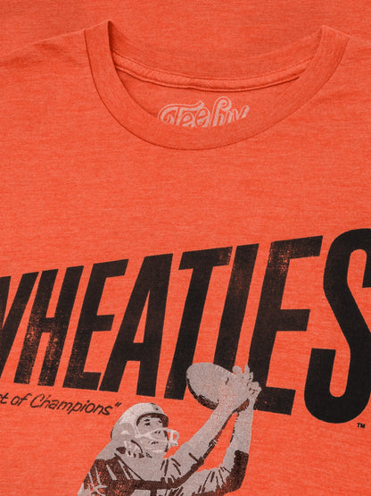 View of orange t-shirt with Wheaties logo