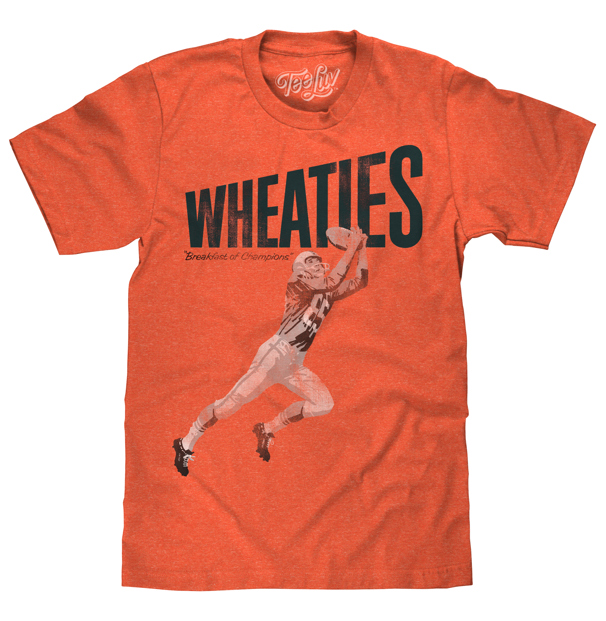 View of orange t-shirt with Wheaties logo