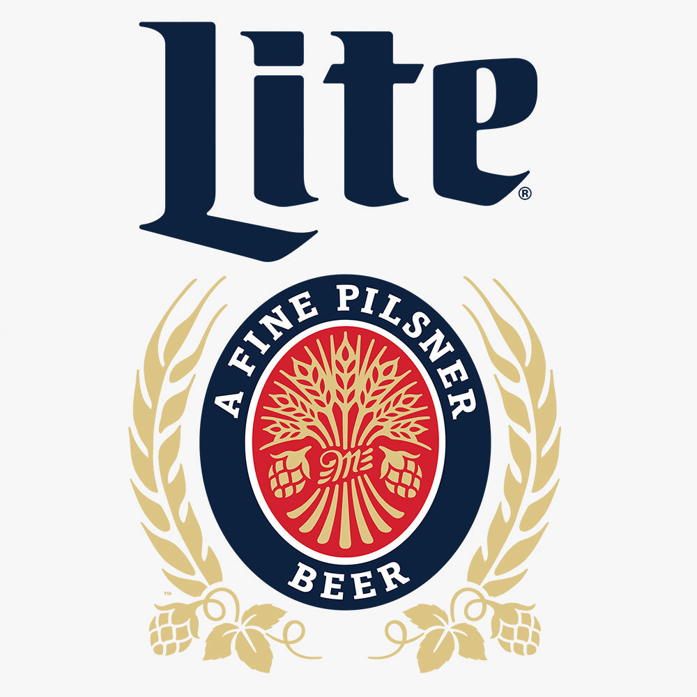 Miller Lite beer logo with blue and gold design on a white background