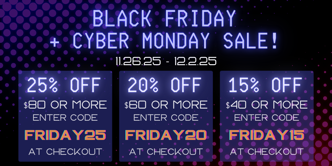 Black Friday and Cyber Monday sale sign with discount codes on a dark background