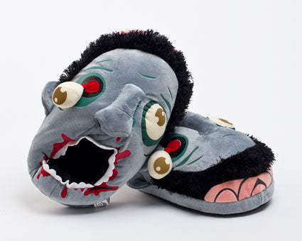 Blue Zombie Slippers Front View